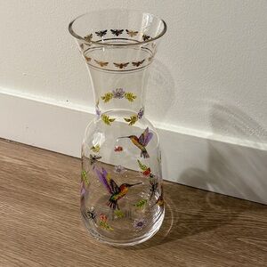 Hummingbird Glass carafe with Gold Trim